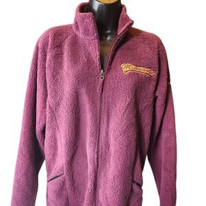 Columbia Minnesota Sweater Womens XL Zip Sherpa Fleece Maroon Plush Sweatshirt